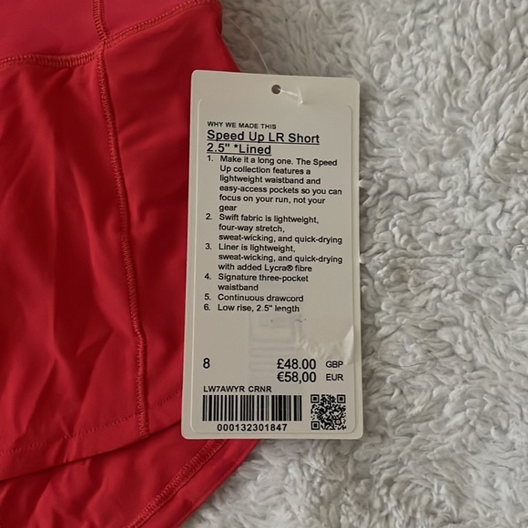(NWT) Lululemon Speed Up Low-Rise Lined Shorts 2.5" in Carnation Red, Size: 8 - Picture 7 of 16